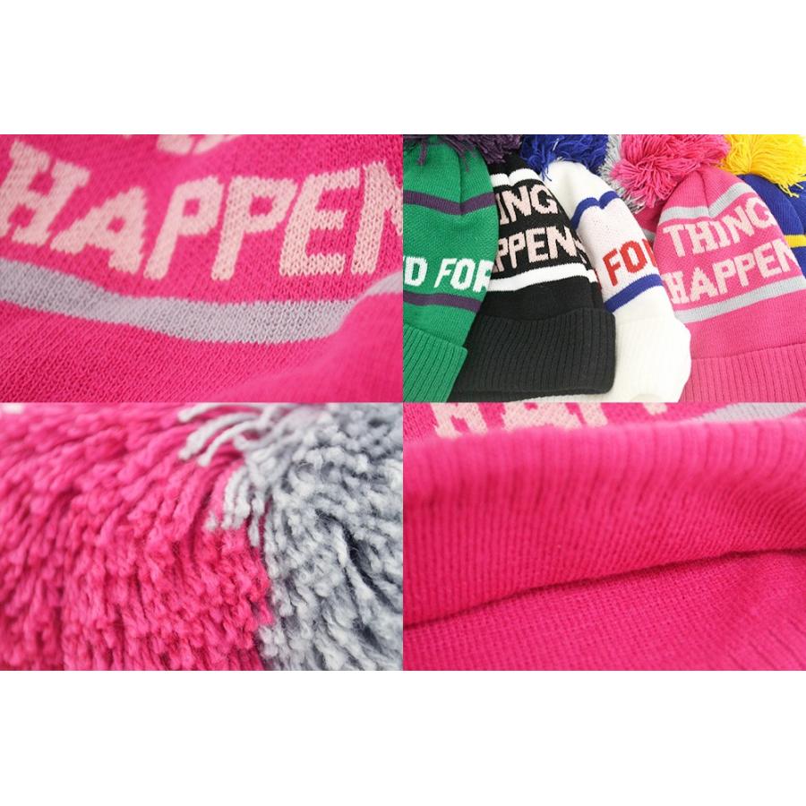 ニット帽 レディース 2カラー ボンボンニット 英字ロゴ 秋冬 防寒