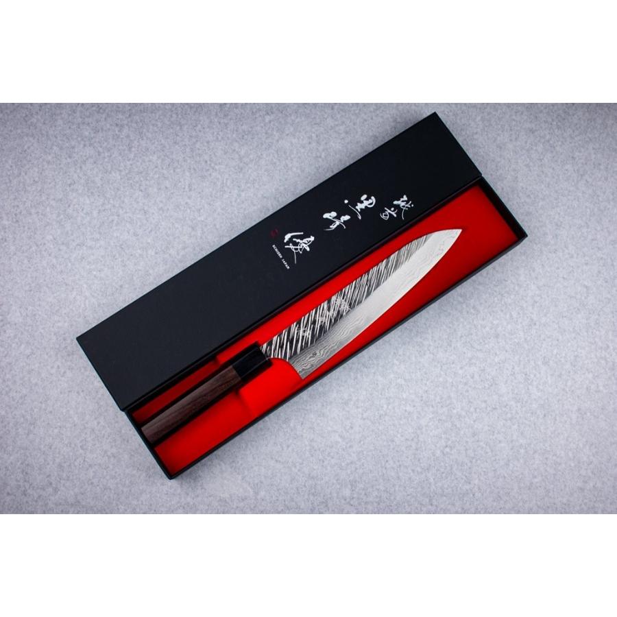 黒崎 優 風神【FUJIN】 牛刀210 VG10鋼 ダマスカス鋼 紫檀八角柄 : 極