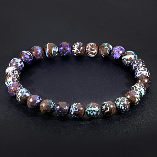 ボルダーオパール ブレスレット 高品質 6.8mm 17.5cm メンズM