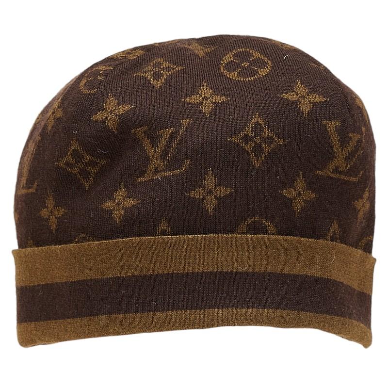 ルイ ヴィトン モノグラム ニット帽 ニットキャップ 帽子 ブラウン