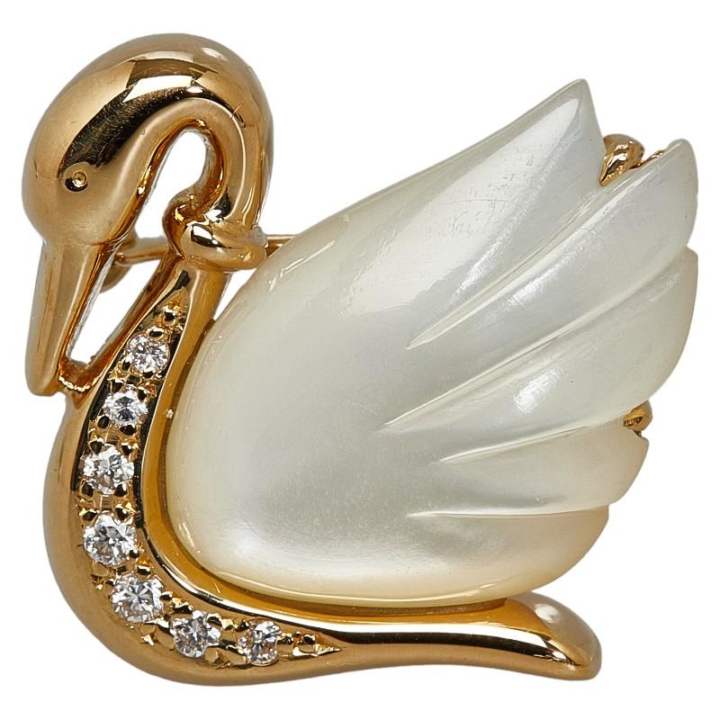 タサキ スワン 白鳥 ブローチ K18 ゴールド レディース TASAKI 【中古