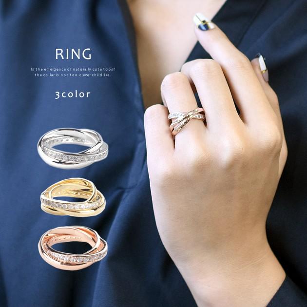 ペアリング 指輪 リング レディース 流星 輝き 豪華 3連 デザイン