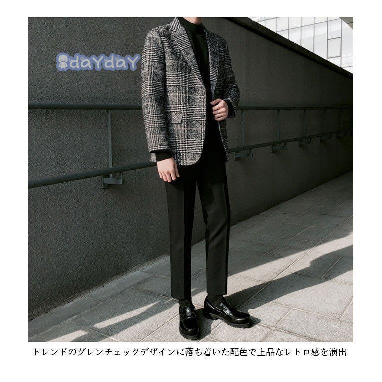 テーラード メンズ スーツジャケット 厚手 グレンチェック テーラード