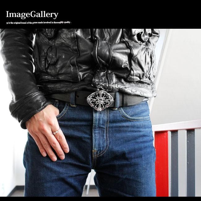 バックル メンズ レディース ベルト クロス スカル 百合の紋章