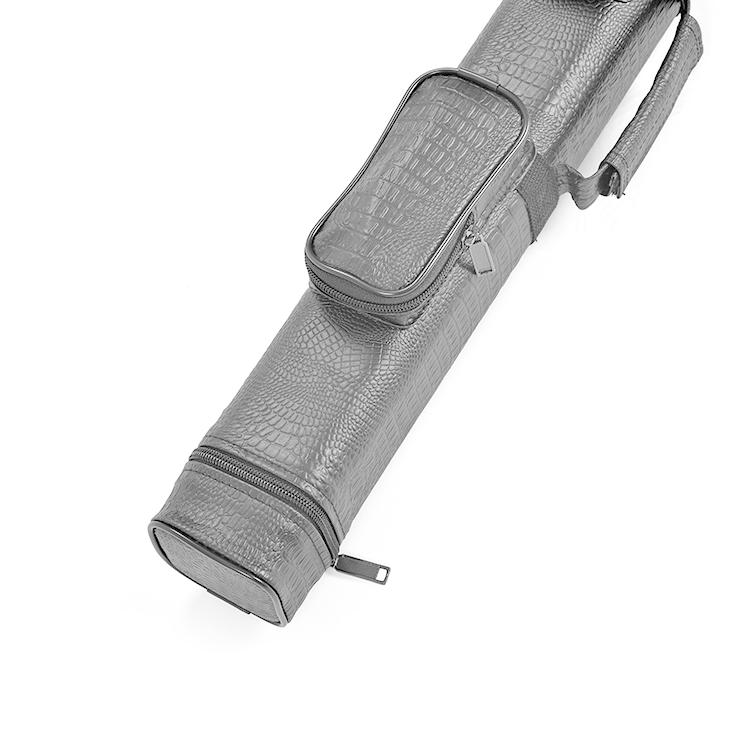 ビリヤードキューケース 黒ブラック/茶/クロコダイル調 【2バット×2