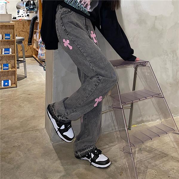 ピンククロス ジーンズ スモーキーグレー デニム レトロ ウォッシュ