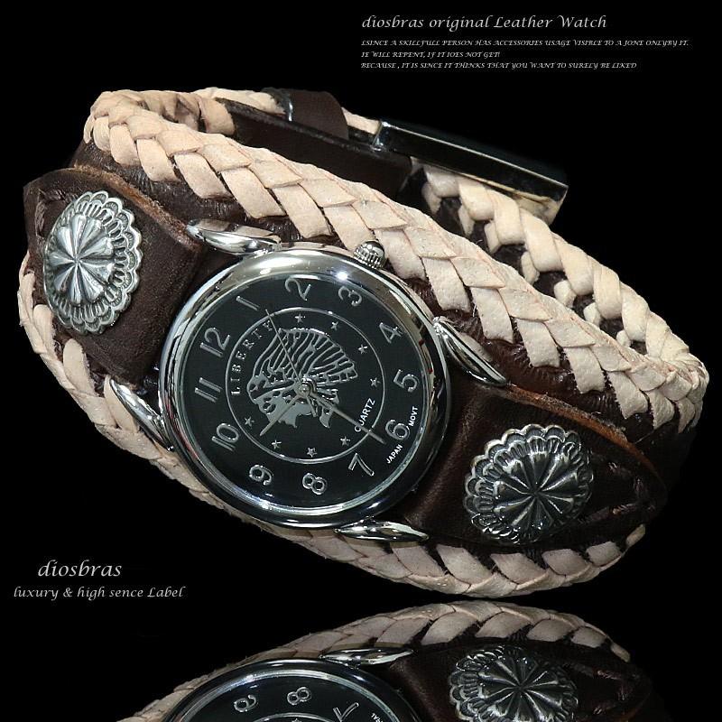 腕時計 メンズ ターコイズ オニキス 時計 レザーブレス ウォッチ 本革