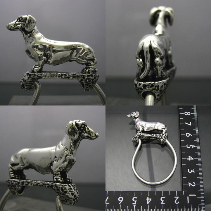 銀の犬、ダックスフントキーリング シルバー925 (キーホルダー、鍵、犬