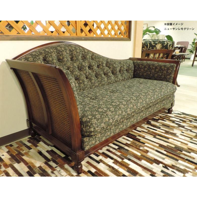 オリジナルクラシックソファオリーブグリーン 花柄 フリル付き