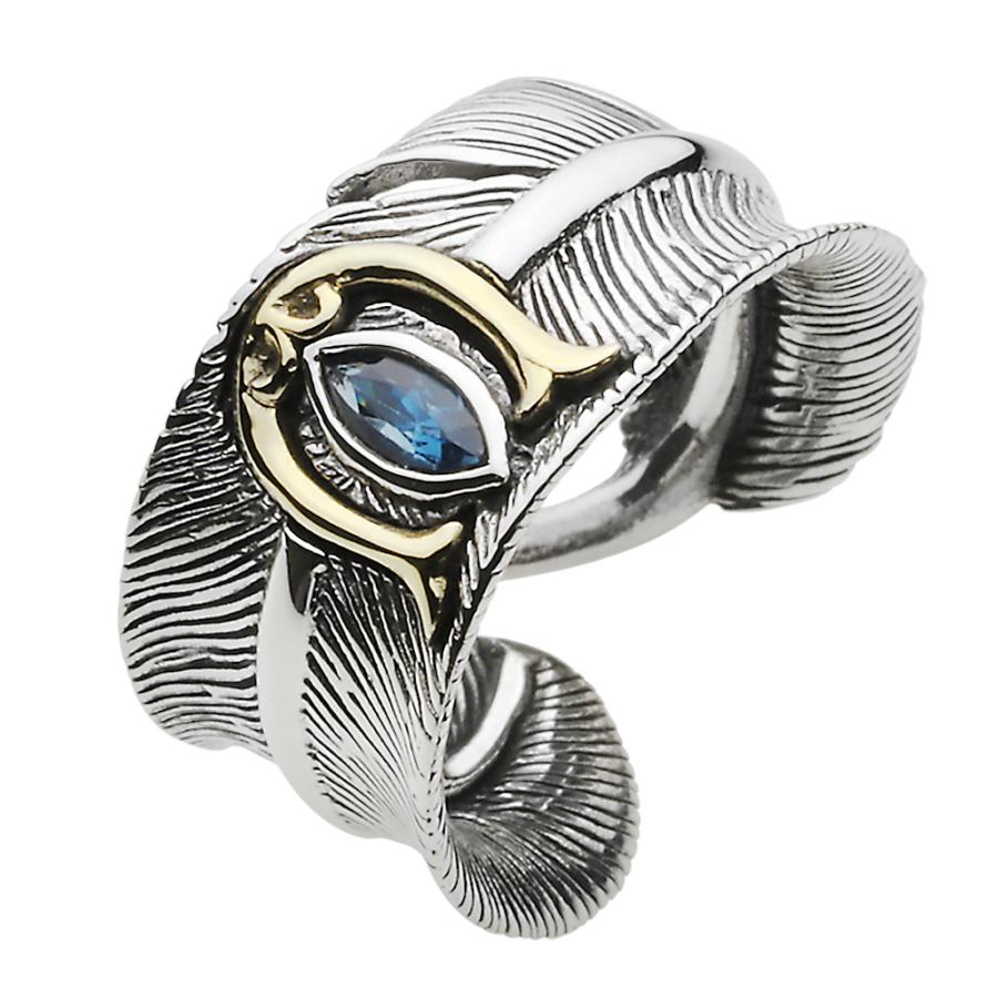 ロンドンブルートパーズ シルバーリング 指輪 メンズ ナジャ フェザー