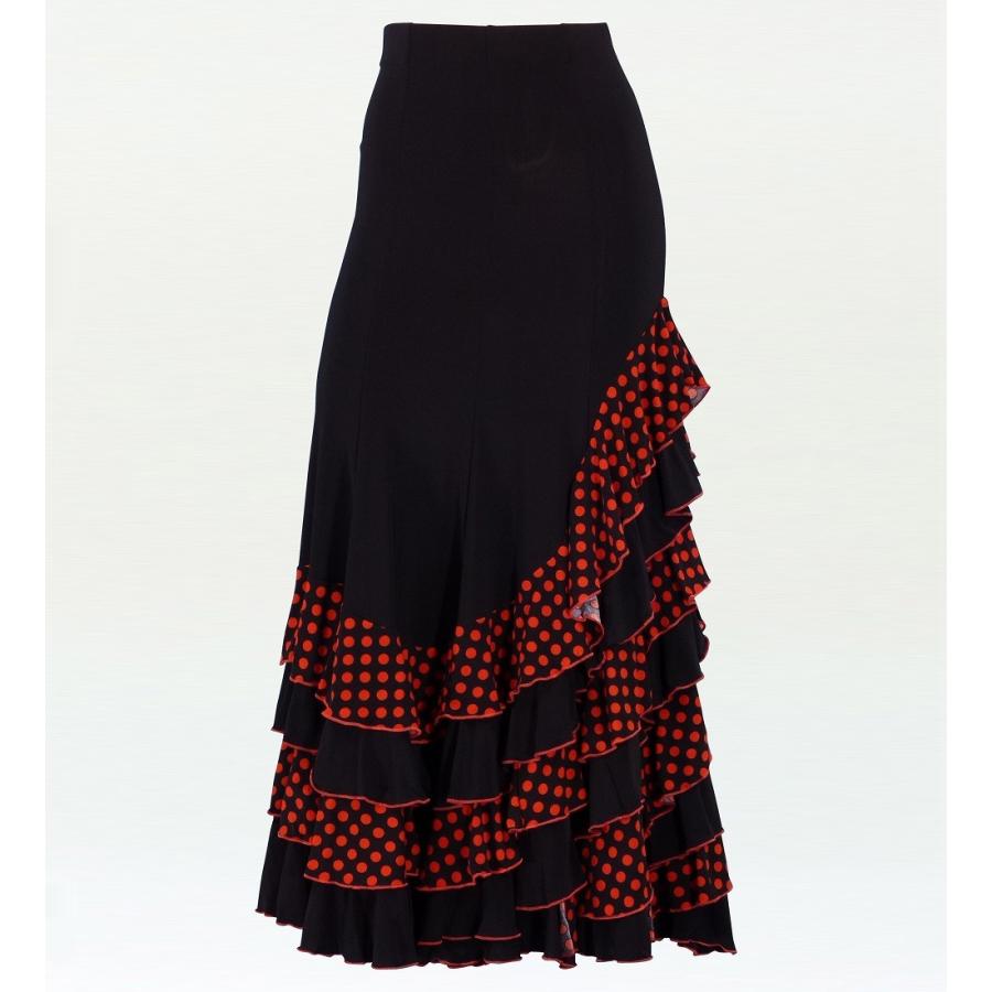 フラメンコ 水玉マーメード ファルダ スカート オレンジ フリーサイズ