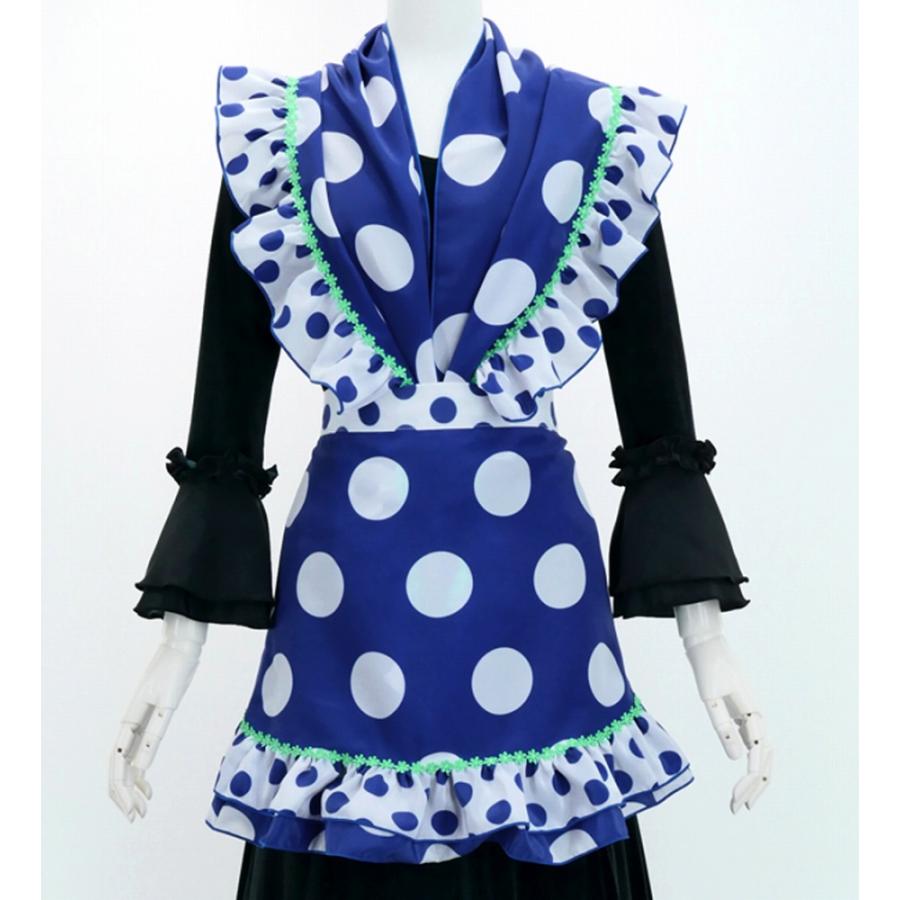 フラメンコ ピキージョ・エプロンセット 水玉 ブルー×ホワイト PA-4