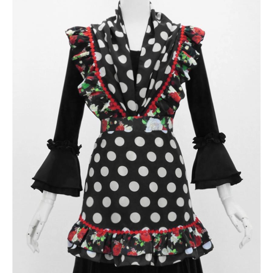 フラメンコ ピキージョ・エプロンセット 水玉 ブラック PA-8 : emika