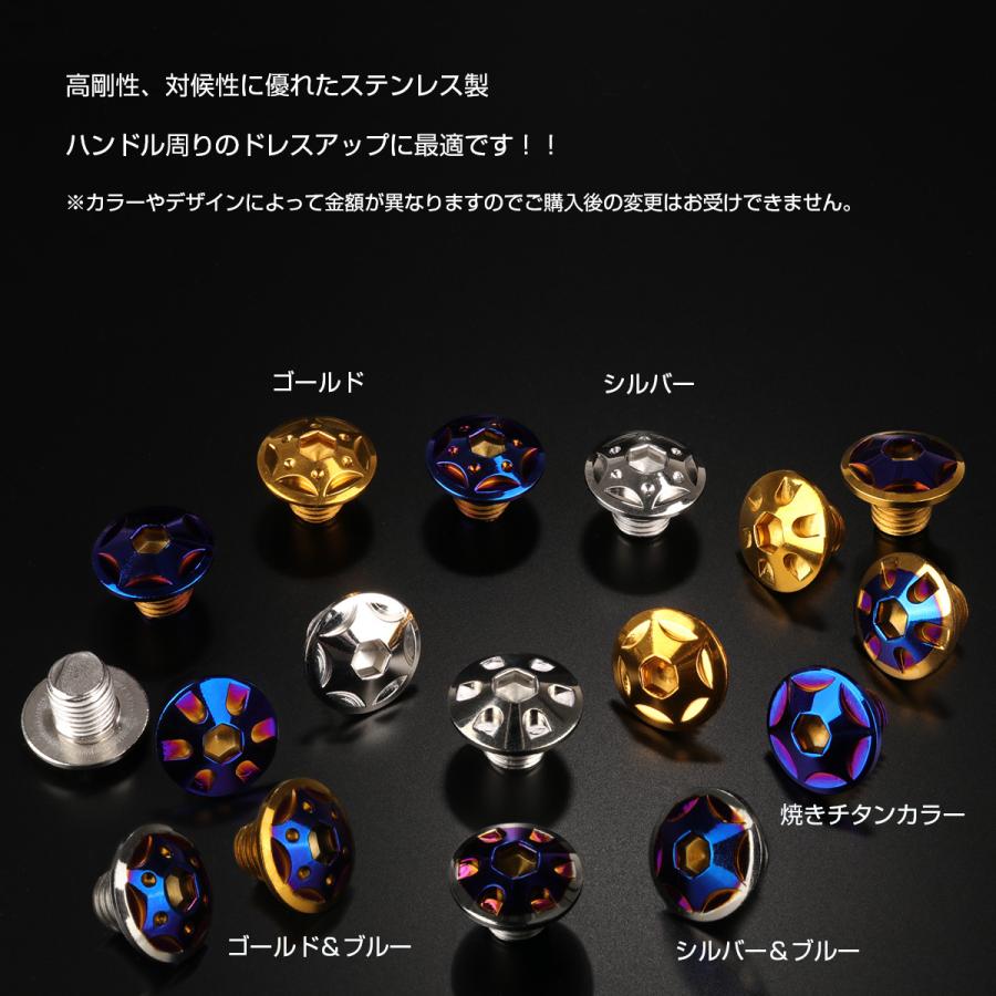 ミラーホールカバー キャップ デザインヘッド 2個セット M10×10mm 正