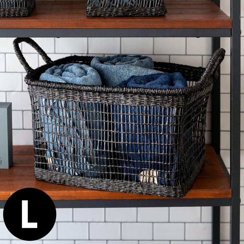 ELEMENTS バスケット かご シーグラス 透かし編みバスケット ブラック