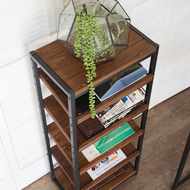 ELEMENTS シューズラック 5段 木製 無垢材 アイアン 12足 ブラウン