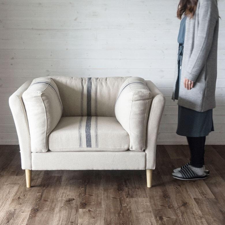 ソファ ソファー 1人掛け 一人掛け 肘付き リネン おしゃれ 一人用