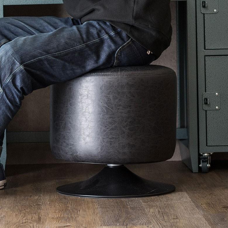 スツール 円形 椅子 おしゃれ ラウンド 合皮 キャメル ブラウン 黒 360