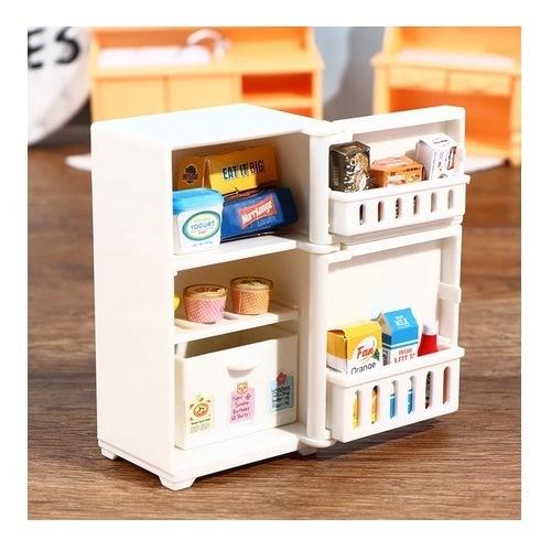 ミニチュア家具 冷蔵庫 食品小物キット15個付きセット /組立キット