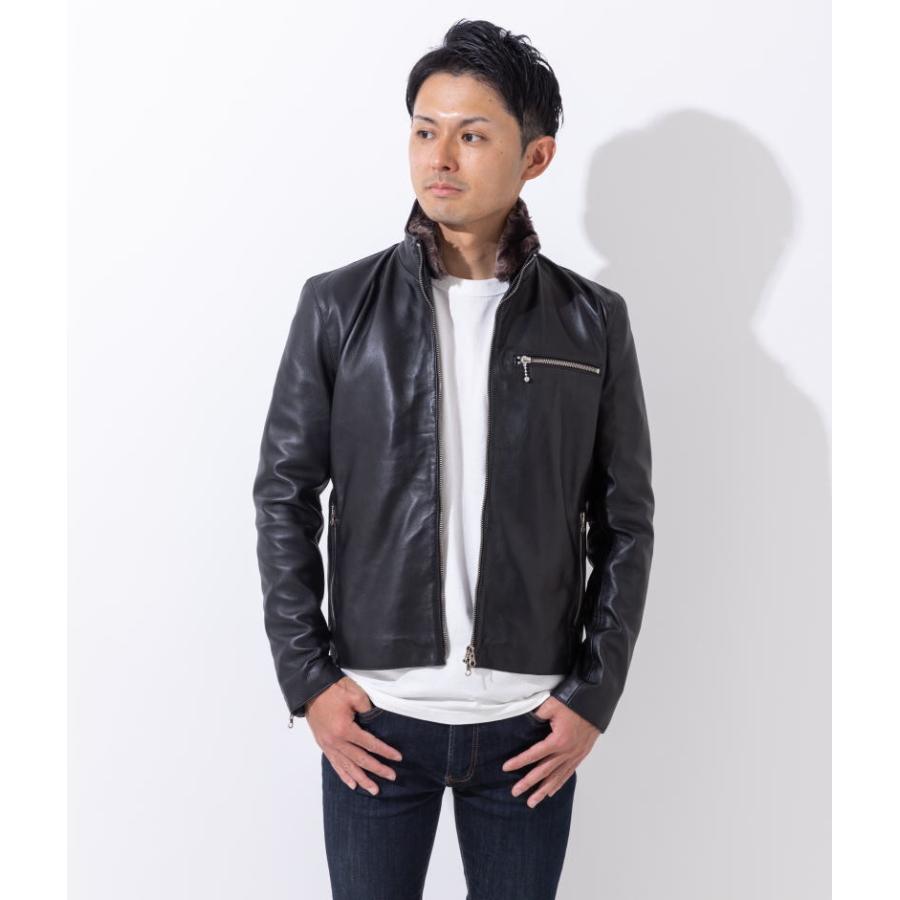 フリーダムレザー 革ジャン メンズ 襟ボア ハイネック 本革 レザー