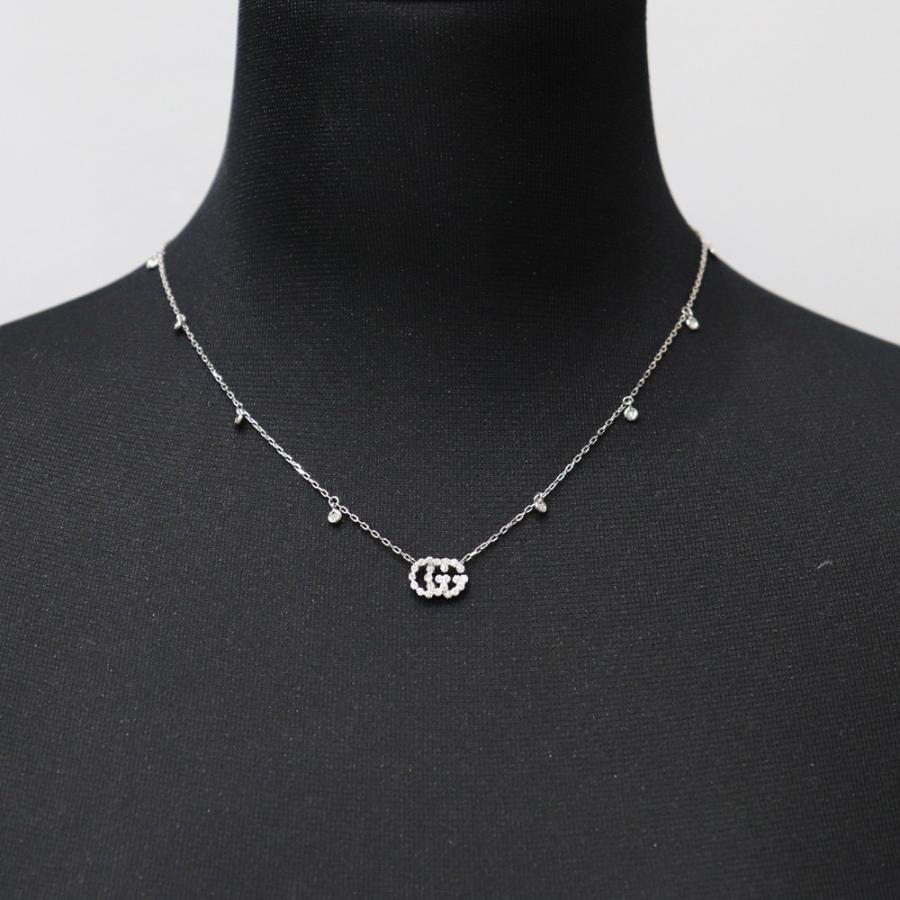 ダブルG (美品) グッチ GUCCI ダブルGネックレス GG K18 WG