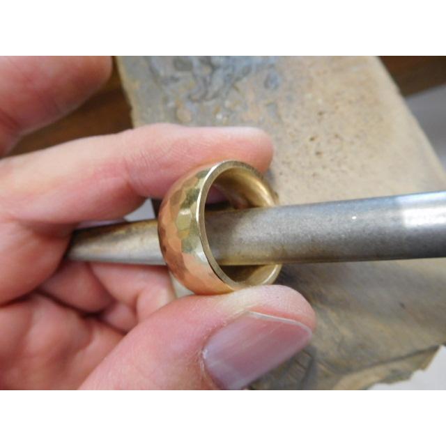 鍛造 指輪 リング ゴールド 18k 18金 k18 太い 太め 槌目 槌目加工 槌