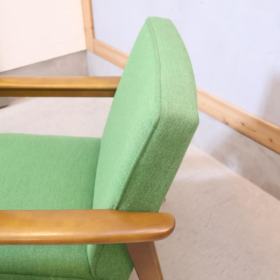 カリモク60 Kチェア タープグリーン 1シーター 北欧スタイル レトロ