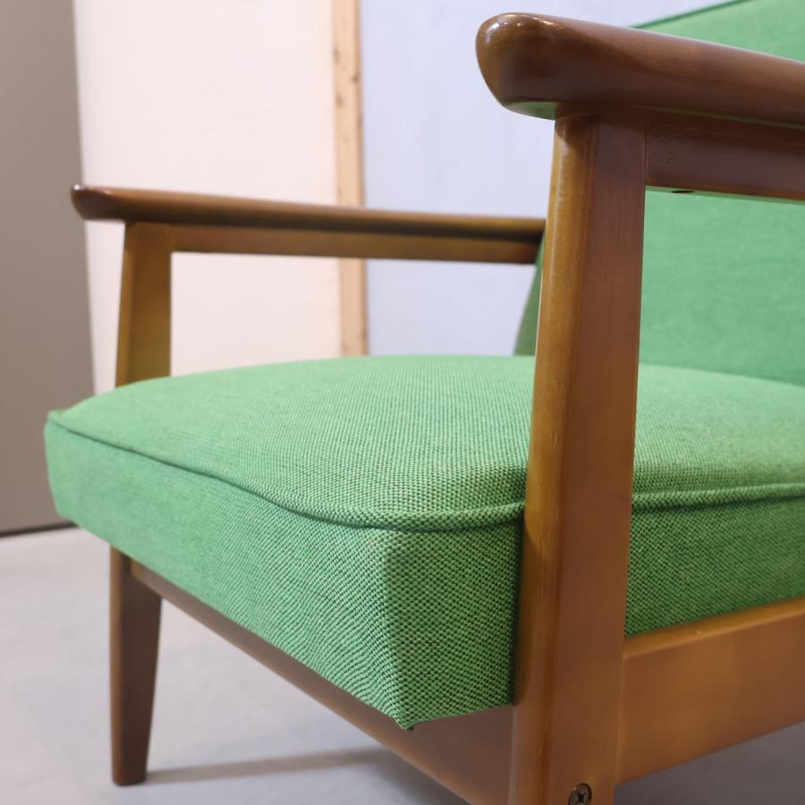 カリモク60 Kチェア タープグリーン 1シーター 北欧スタイル レトロ