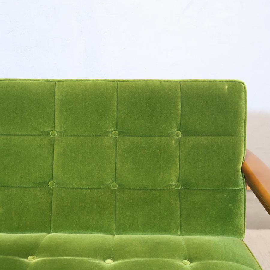 カリモク60 Karimoku モケットグリーン Kチェアー2シーター レトロ