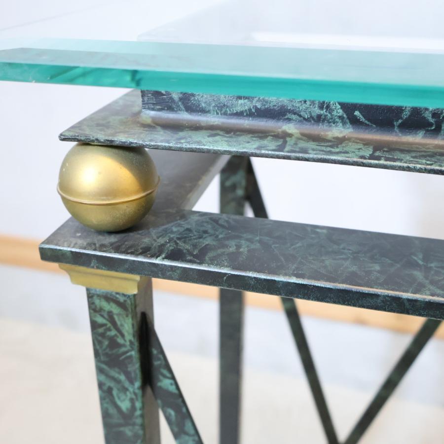 フラワースタンド ガラス天板 アイアンフレーム タワー型 クラシック