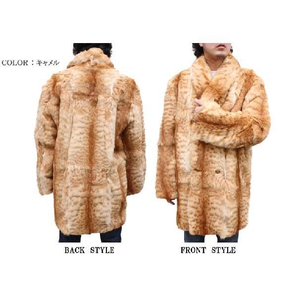 メンズ 毛皮コート ファーコート キャット ダブル ロングコート 5352