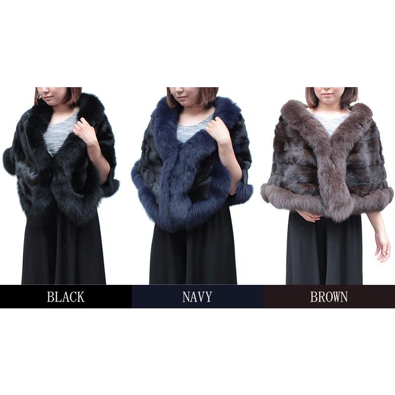 ファーケープ レディース ミンク毛皮ケープ フォックス ストール 7755