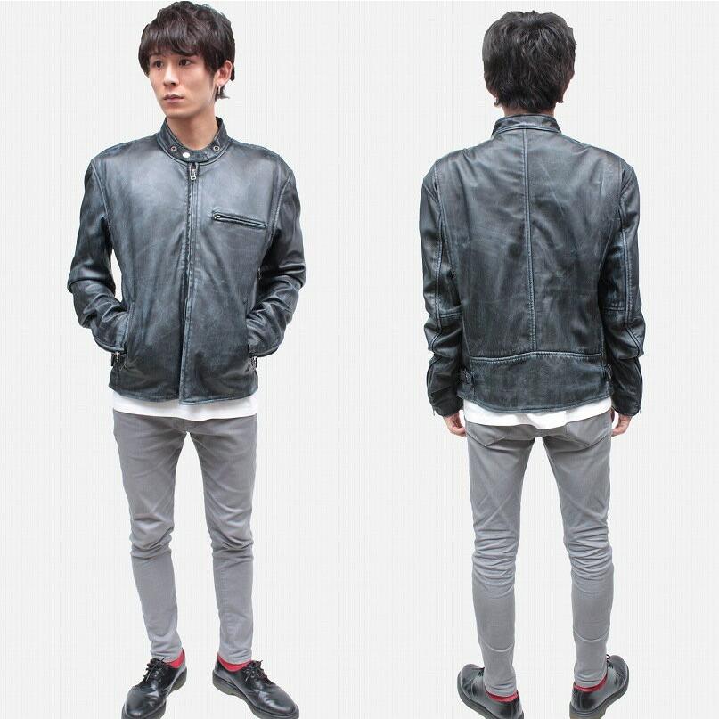シングルライダースジャケット 革ジャン レザージャケット メンズ
