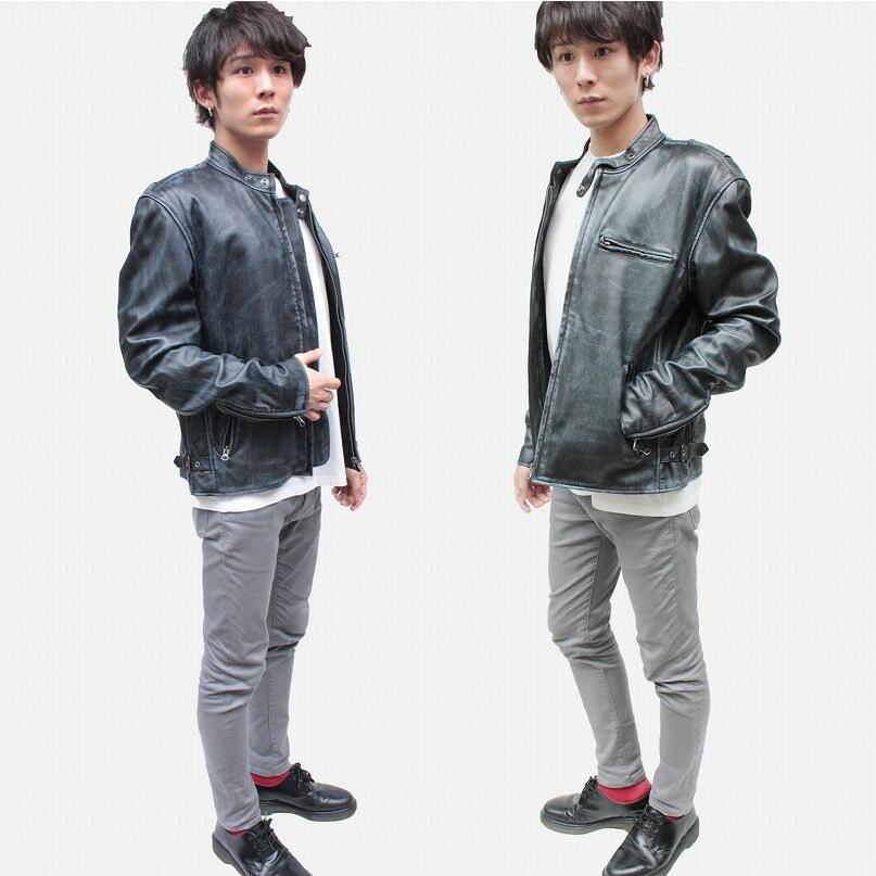 シングルライダースジャケット 革ジャン レザージャケット メンズ
