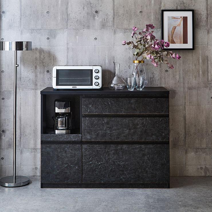 KAGUCOCO 食器棚 ロータイプ 完成品 安い キッチンカウンター 収納 120