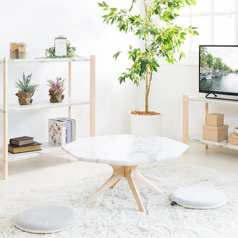センターテーブル ローテーブル リビングテーブル 大理石柄 マーブル