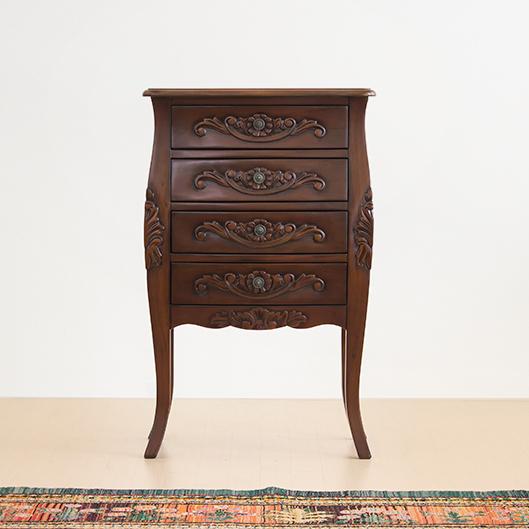 チェスト4段 ヨーロピアン調 アンティーク 猫脚 ネコ脚 ファックス台