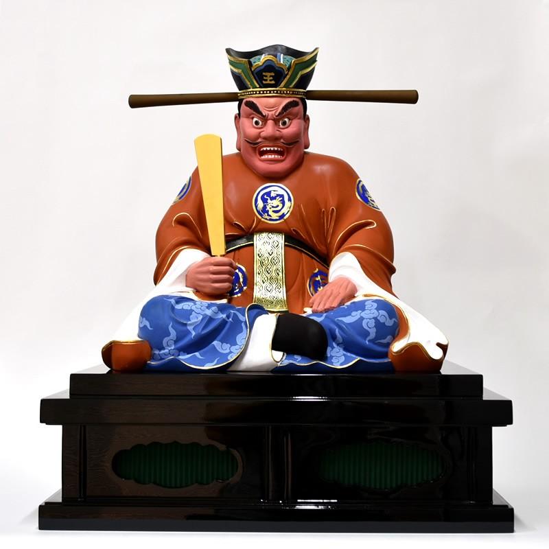 木彫り仏像 【閻魔大王坐像】 坐1.0尺 総高58cm 椴松（トドマツ） 極