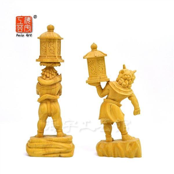 模倣作品 興福寺形【天燈鬼・龍燈鬼立像】 柘植18cm 木彫仏像 : 海宇