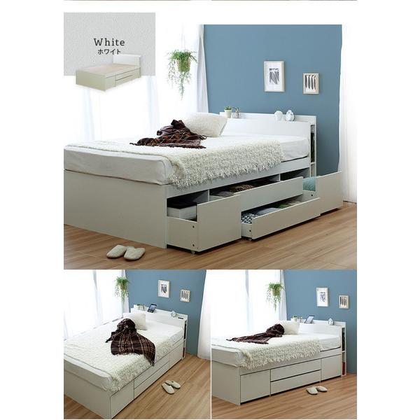 収納付きベッド ダブル ベッドフレーム チェスト 宮棚 コンセント 大