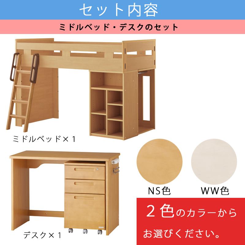 コイズミファニテック ミドルベッド・デスクセット 2点セット コイズミ