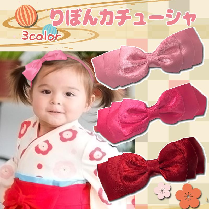 りぼんカチューシャ ヘアバンド ヘアアクセサリー レッド ピンク