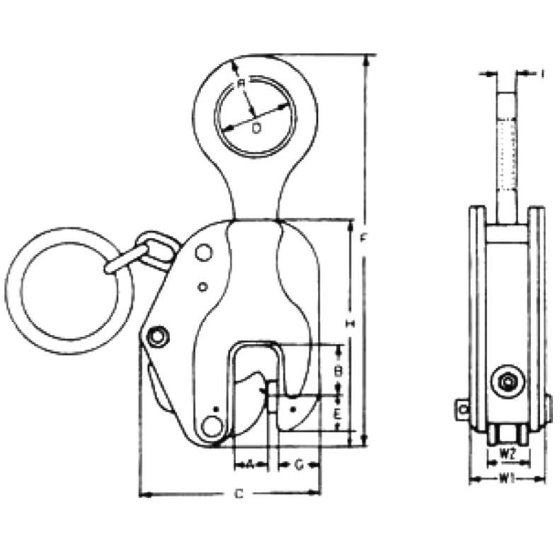 イーグル・クランプ 鉄鋼用クランプ E-3(40-70) 縦つり用 3000kg 軽量