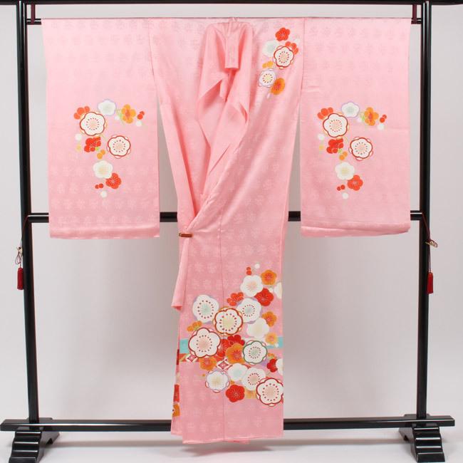 七五三 着物 7歳 正絹 購入 ピンク 梅文 京友禅 四つ身 絵羽模様 振袖