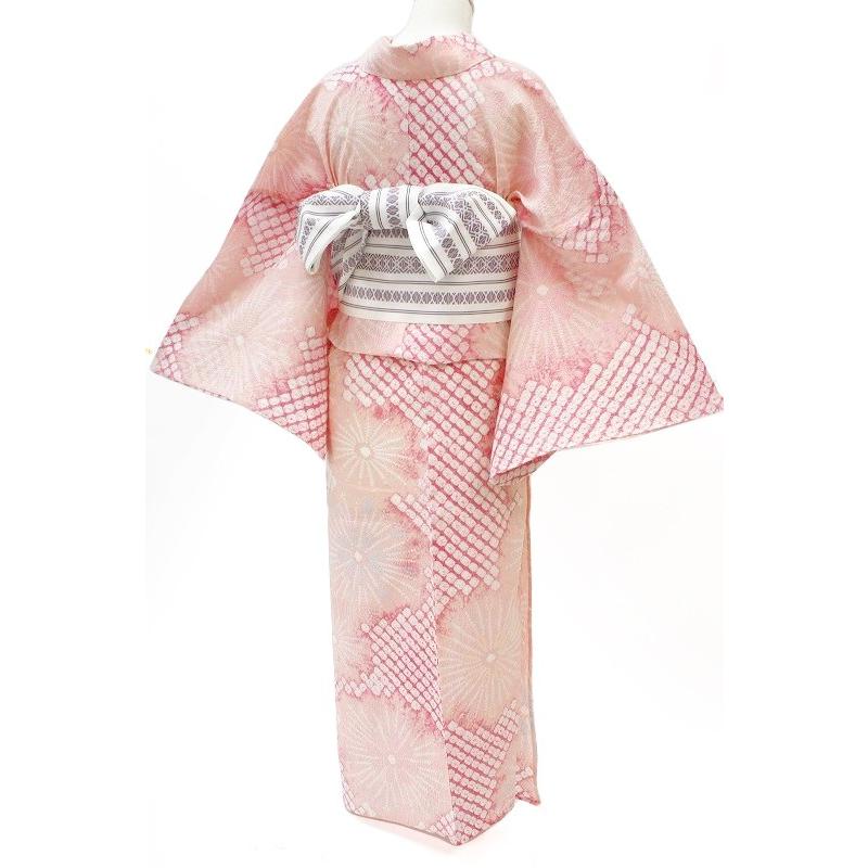 浴衣 本場有松絞り ピンク色 桜色 花火 木綿 伝統工芸品 鳴海絞り 新品