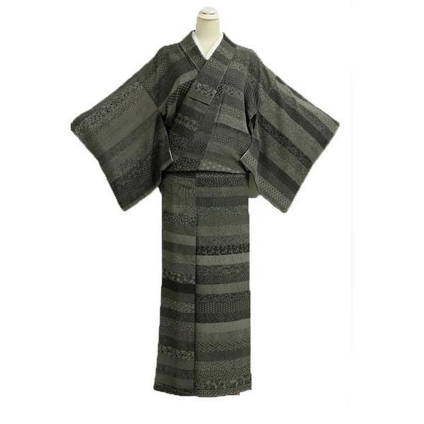 伝統工芸士 砂川健一 東京染小紋最高級 南久 浜ちりめん黒色地寄せ小紋