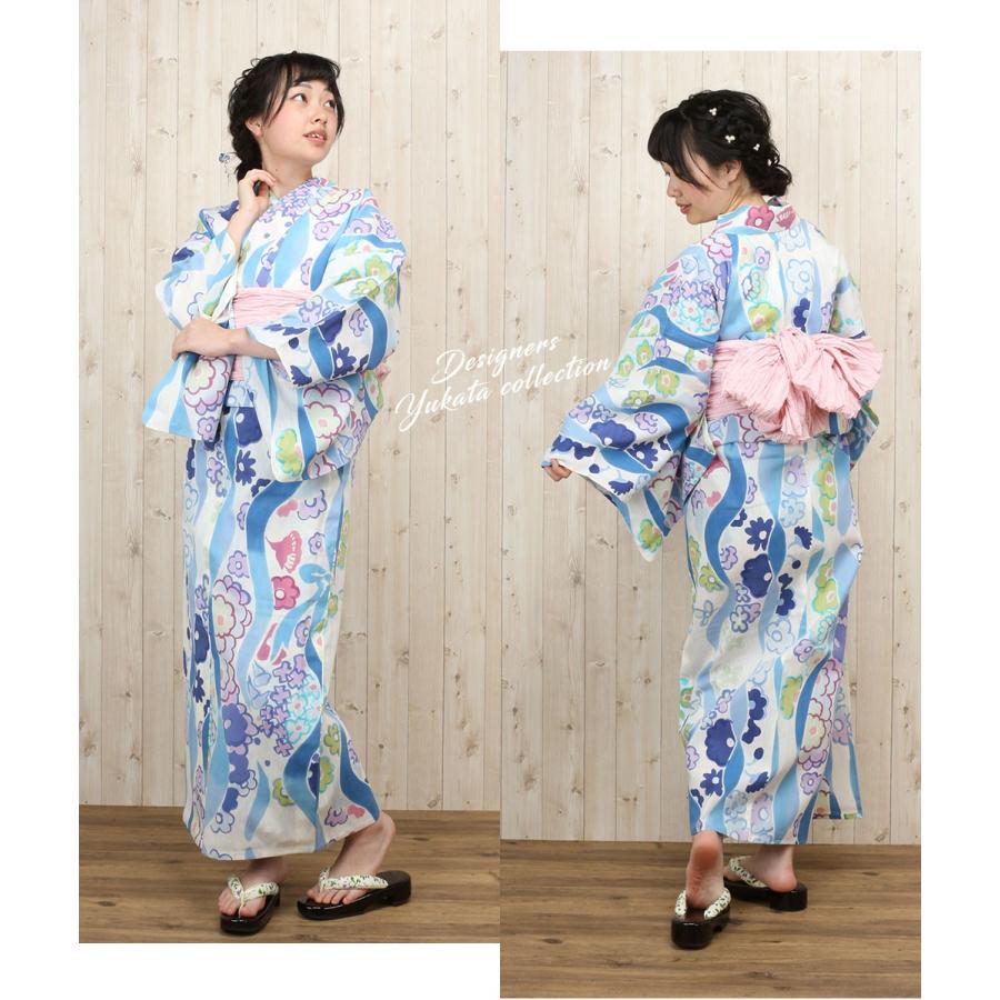 Kisste（キステ） 浴衣 レディース ブランド 白 水色 青 紫 黄 緑 水波