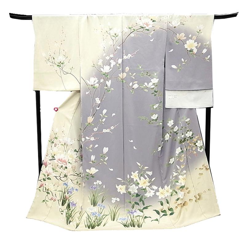 訪問着 入学式 卒業式 正絹 未仕立て 十日町友禅秀美 木蓮に四季花訪問