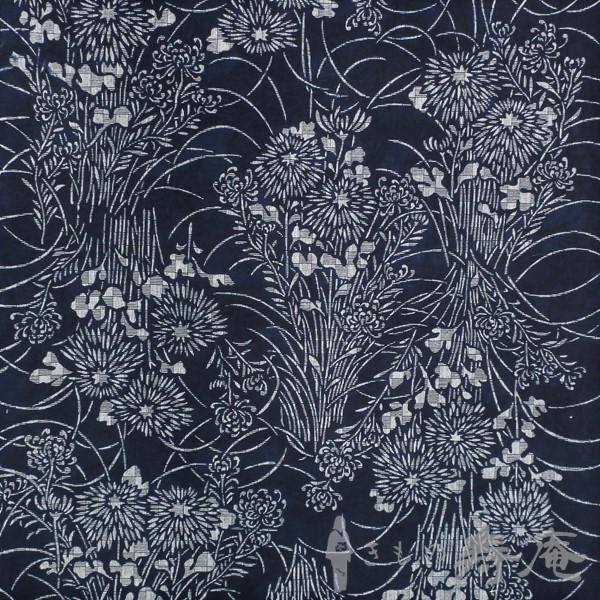 夏きもの 両面 反物 綿 無形文化財長板藍染 初山一之助 三勝染 紅葉