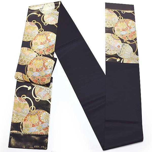 Prices down4）西陣織 袋帯「黒色 鈴」振袖帯 未仕立て 振袖 西陣織＜T